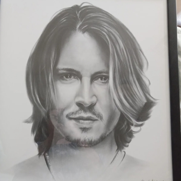 Johnny Depp Noa Chaikin 2003 Professionally Framed Print Faces Of Fame 22” X 26” - Picture 2 of 5